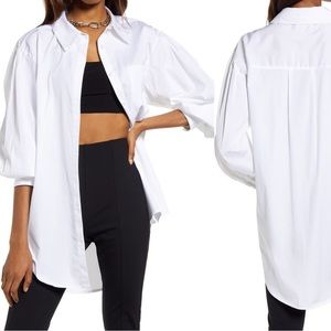 Open edit organic cotton poplin oversize blouse